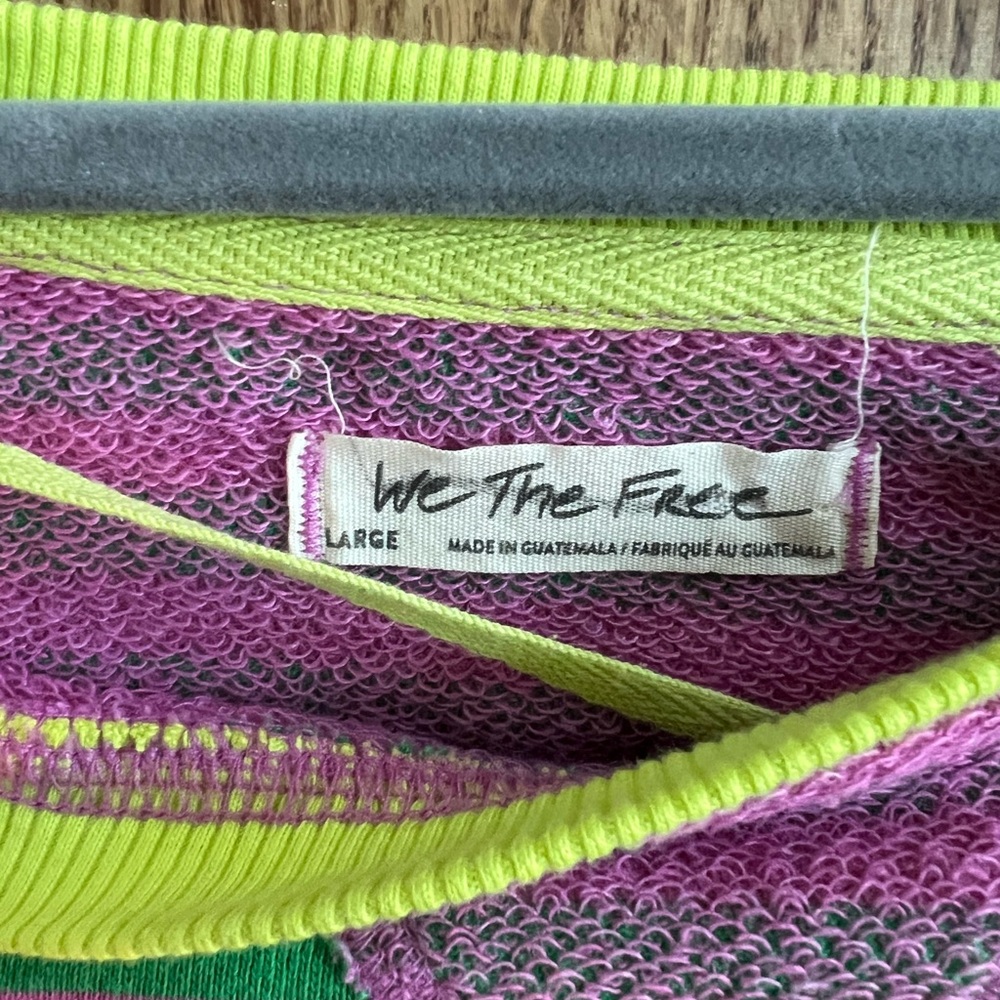 We The Free Two-Tone Knit Sweater in Neon Lime & Magenta